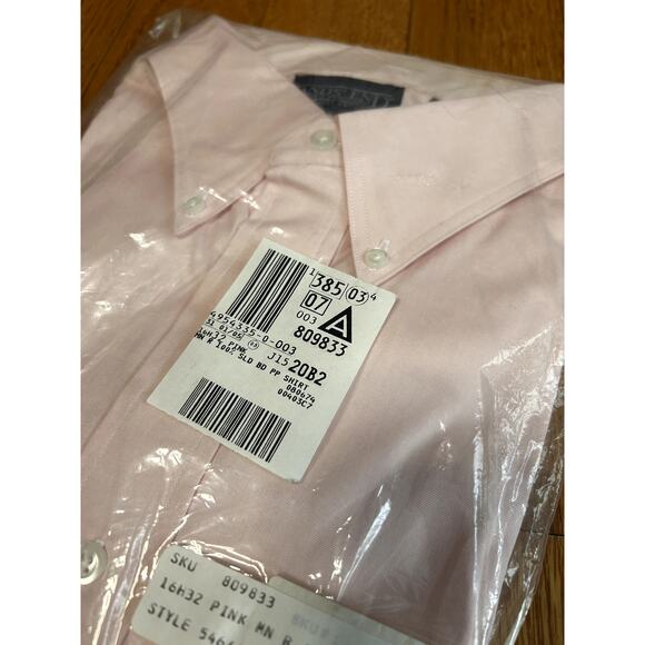 Land's End Oxford Style Dress Shirt Mens Size 161/2 32 Light Pink NWT 54648 - Picture 3 of 5